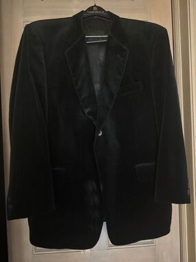 Vintage Kenneth Cole New York Black Velvet Sport Coat Blazer - Single Button
